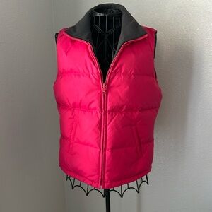 NWOT Bright Pink reversible grey down vest